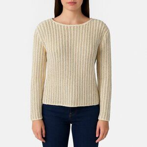 Ermanno Scervino Wool Crystal Embellished Sweater 42 Ivory Sparkle Knit Party